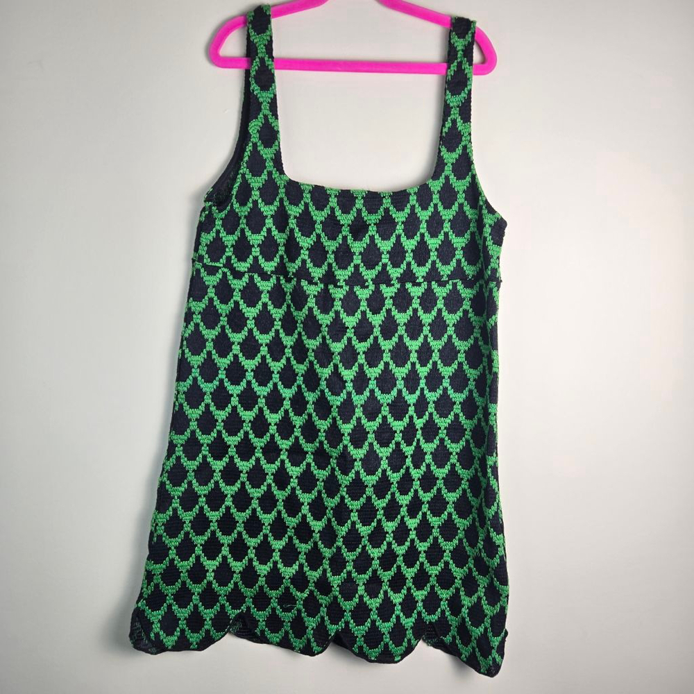 Women's ZARA Green Black Geometric Mini Dress M